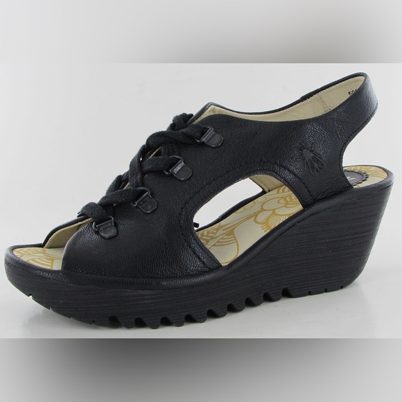 Fly London Ylva Leather Lace Up Open Peep Toe
Wedge Sandals Sz EU 36 (5.5-6 US) - Picture 1 of 15